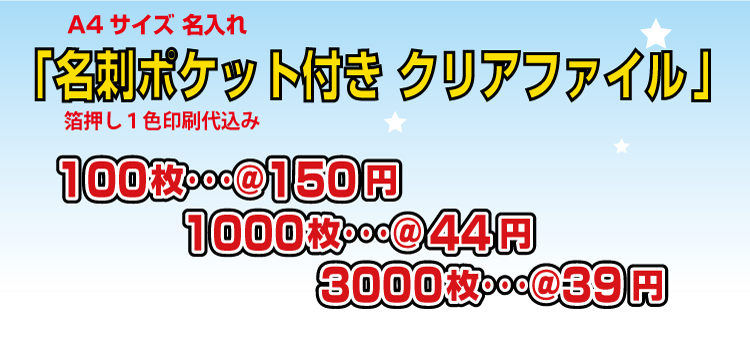 名刺ポケット付クリアファイル
